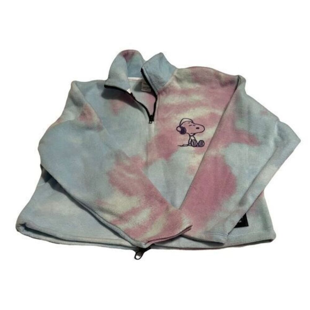 PEANUTS Tie-dye 1/4 Zip Fleece Sweatshirt